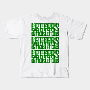Letters Typography Stack (Green) Kids T-Shirt